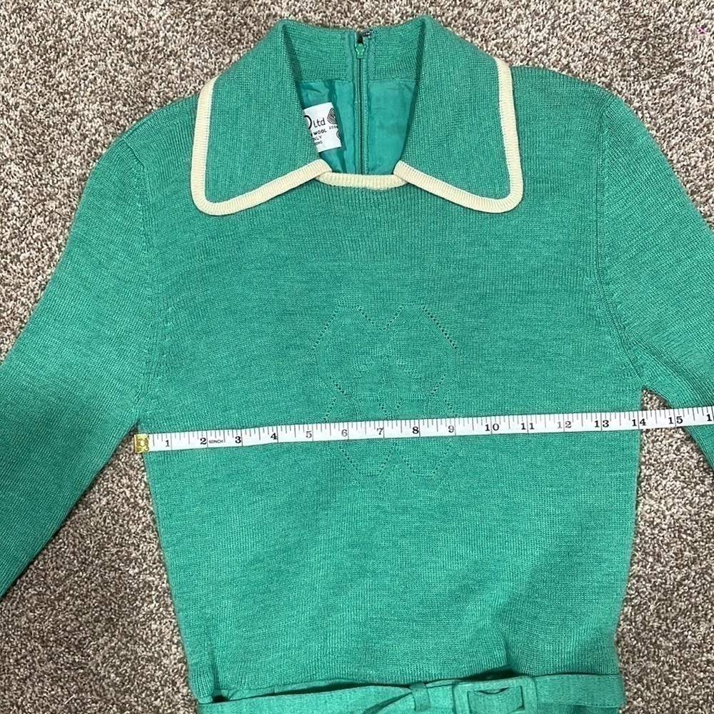 Vintage Wool Green Dress - Picture 9 of 11